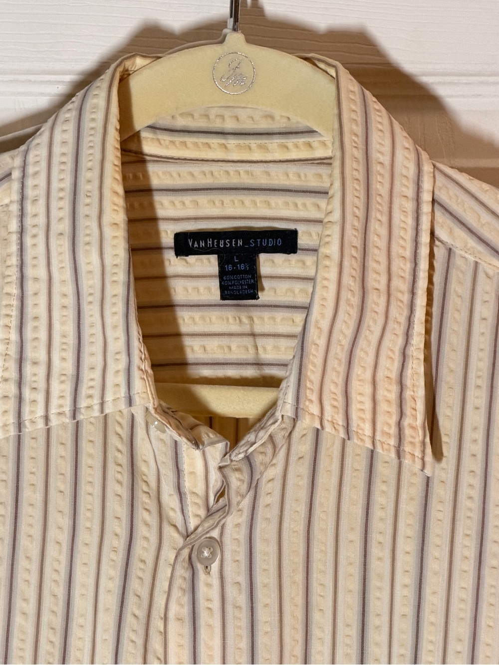 Van Heusen Cream Textured Stripe Button-Down Shirt